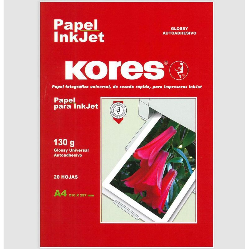 Pack 20 papel fotográfico AUTOADHESIVO Kores