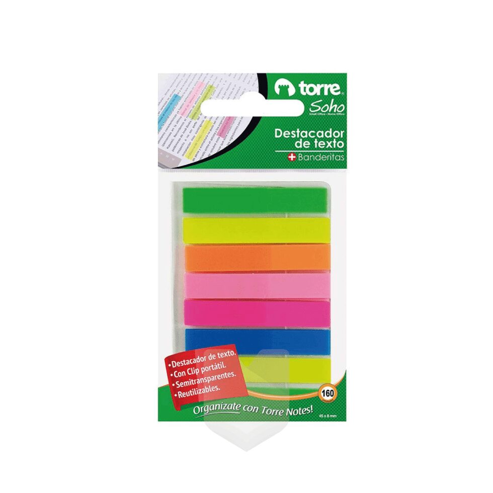 Banderitas destacador de texto 160 unidades Torre