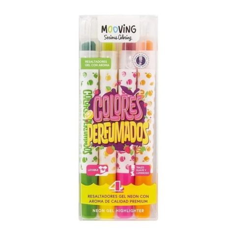 Set de 4 Destacadores gel con aroma Mooving