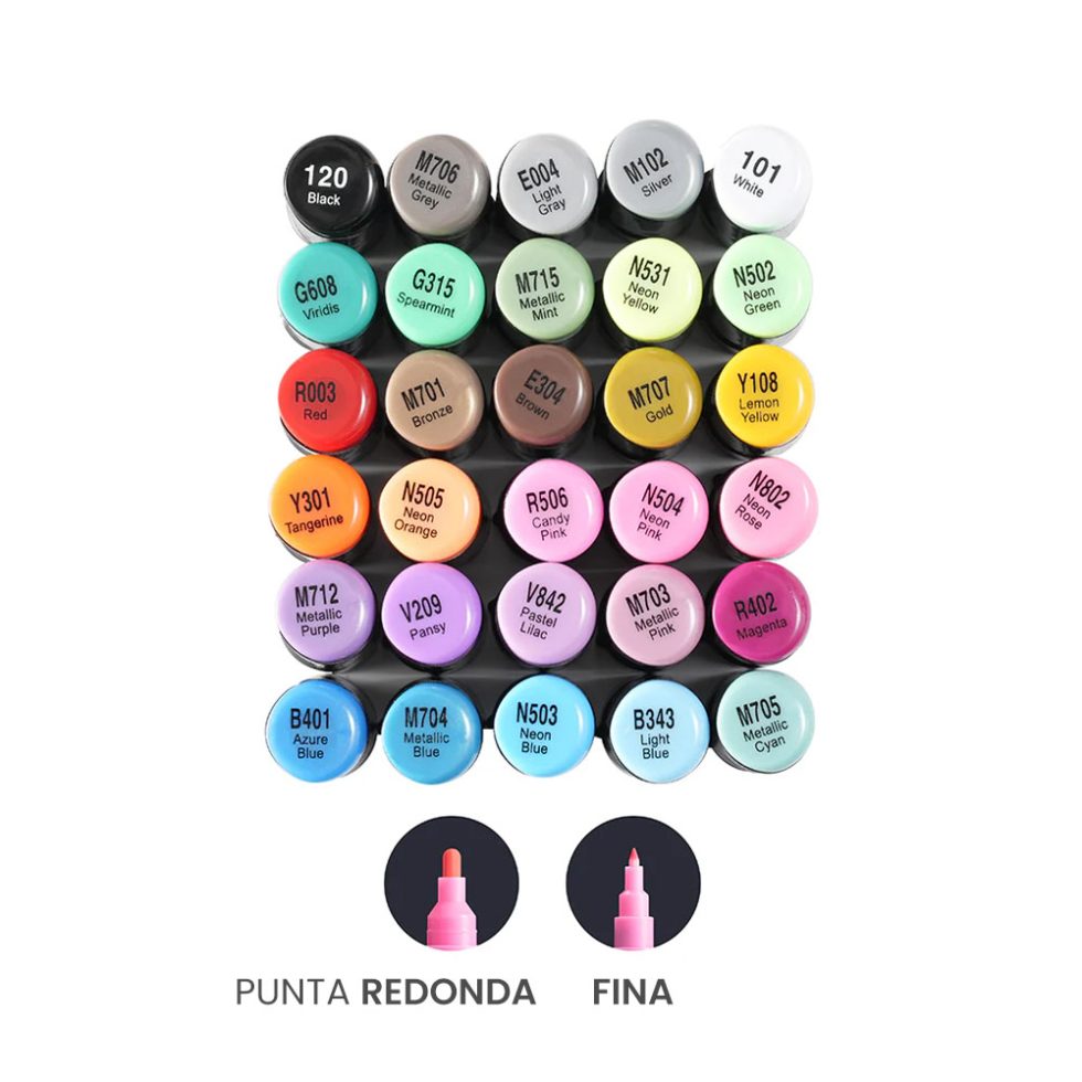 30 Marcadores Acrílicos OHUHU Doble Punta Fina y Redonda - Imagen 5