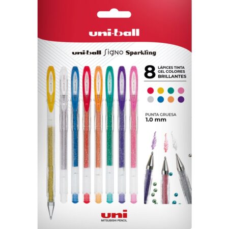 Set 8 Lápices Tinta Gel Roller Signo UM 120 Sparkling Colour 0.7mm Uni-Ball