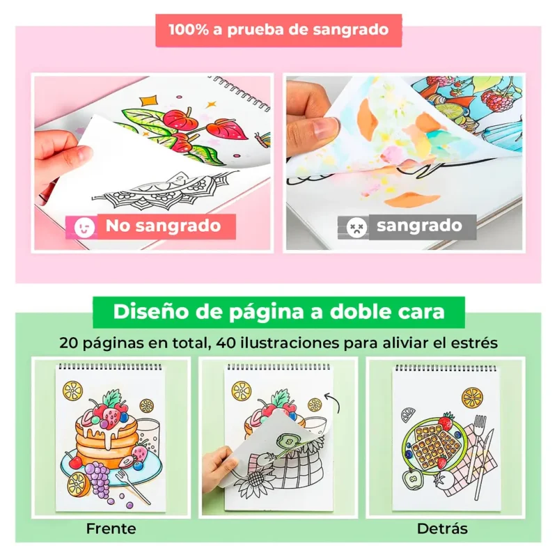 Libro para Colorear doble cara My Simple Pleasure Ohuhu - Imagen 5